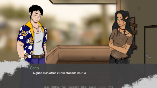 Visual novel with 2 characters talking